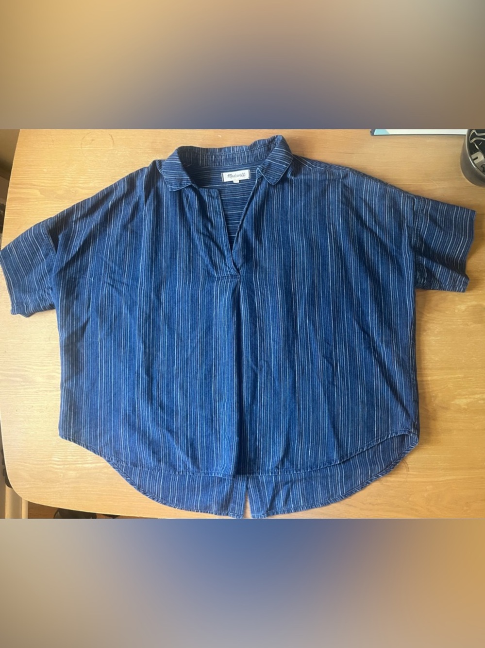 Madewell Blue Striped 100% Cotton Blouse Shirt Women’s XL Buttons